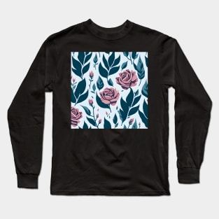 cool tone rose pattern Long Sleeve T-Shirt